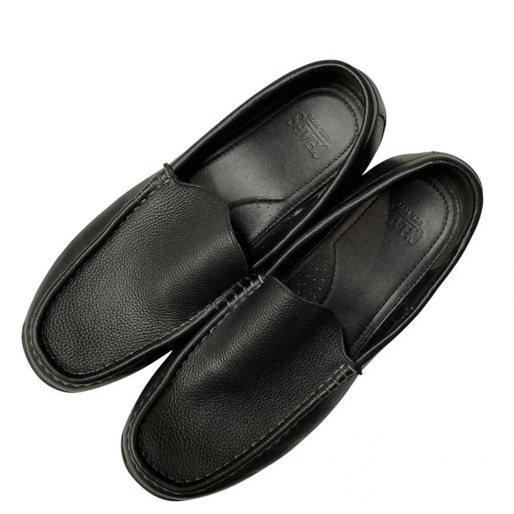 Chaps Men's Leather Loafers‎ Slip On Shoes Size Black  10.5 D Comfort